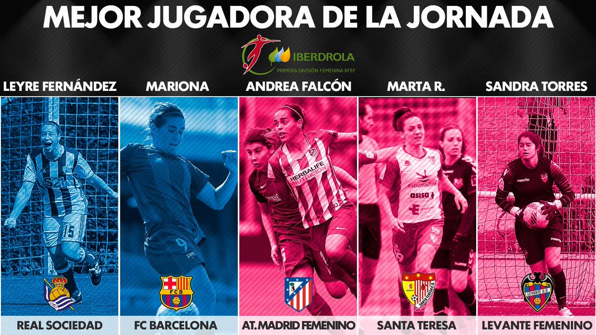 ¿Leyre, Mariona, Falcón, Marta Rubio o Sandra Torres? 🤔

¡Elige a la jugadora 🔝 de la J23 en la #LigaIberdrola! 👉 lfp.sh/2m10xc