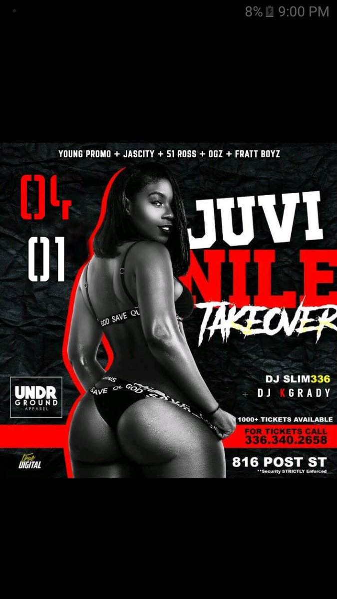 Queen_Dee19's tweet photo. Juvenile+Takeover 🚀• 04.01.17 • 
   + #99svs2000sPt2🔥+
Tix $10 🚨Squad Deal🚨(3 for 25)
• (336)-340-2658📲
#NCAT #UNCG #WSSU #Bennett https://t.co/2DXCl0ZzK0