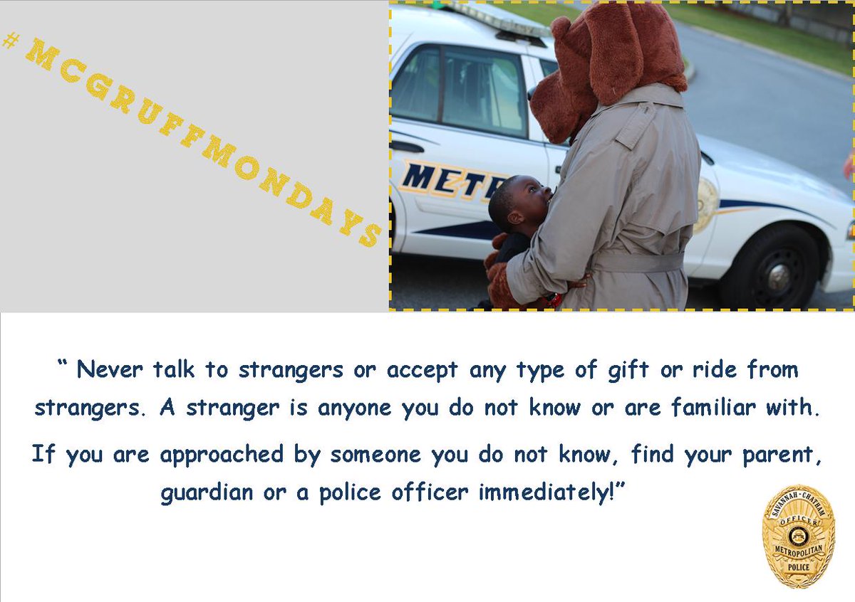 SavPolice's tweet photo. #McGruffMondays : Remember, adults should only ask adults for help! #spreadtheword #childsafety #SCMPD https://t.co/MglcAUGv3u