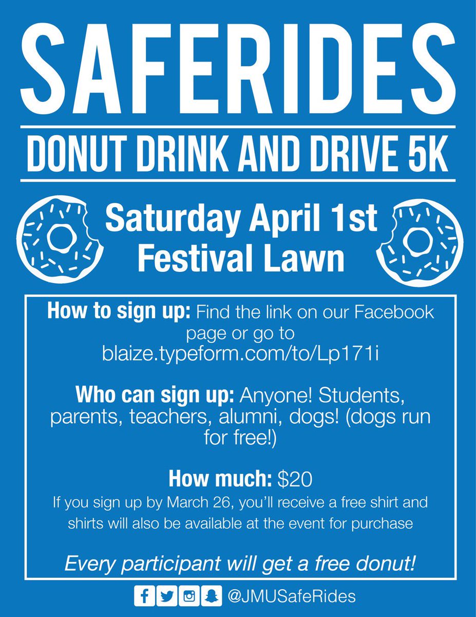 Our friends over <a href="/JMUSafeRides/">JMU SafeRides</a> have a unique 5K going in this weekend at #JMU. Check it!