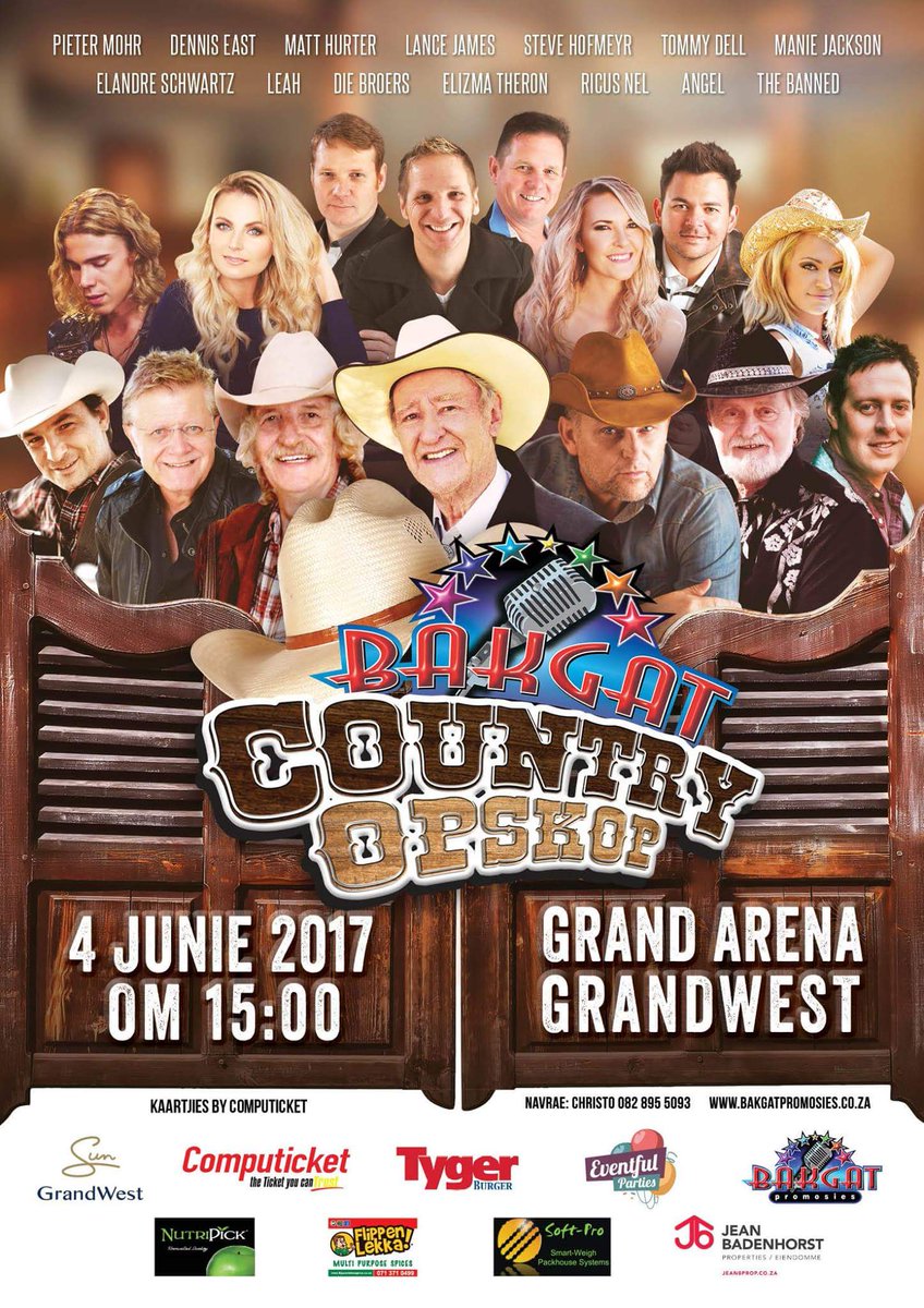 Kry jou kaartjies nou <a href="/Computicket/">Computicket</a> en sien vir <a href="/steve_hofmeyr/">Steve Hofmeyr</a> @Ricusnel1 <a href="/Elizma_Official/">Elizma Theron</a> @ElandreSchwartz <a href="/snyman_christo/">Christo_DieBroers</a> en meer.