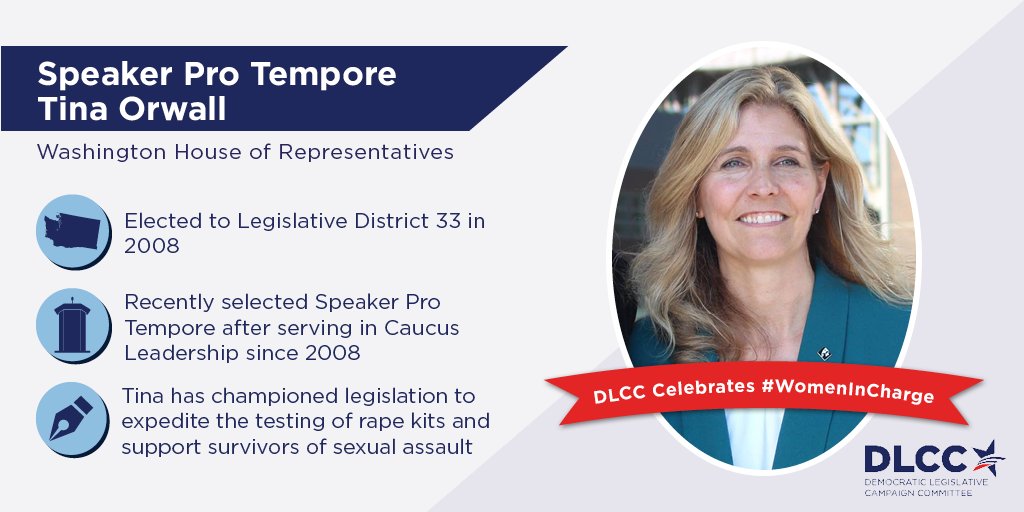 DLCC's tweet image. #WA Spkr pro Tem @tinaorwall is dedicated to moving WA forward + achieving #stateprogress! #WomenInCharge #WomensHistoryMonth