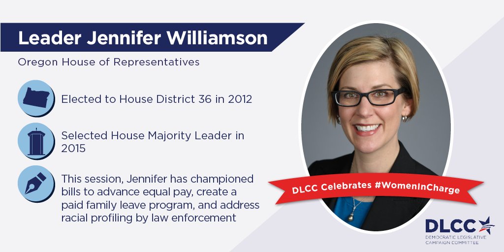 DLCC's tweet image. #OR House Maj Ldr @Jennifer_for_OR is a champion of #stateprogress in the fight to move OR forward! #WomenInCharge #WomensHistoryMonth