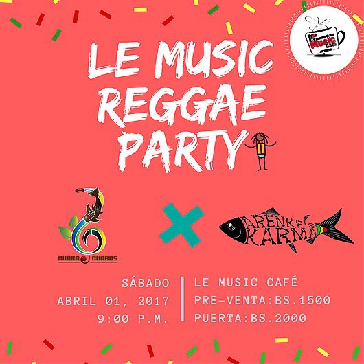 Este sábado nos vemos en <a href="/LeMusicCafe/">LeMusicCafe</a> junto a nuestros hermanos de <a href="/guaraguaras/">Guara Guaras</a> #LeMusicReggaeParty