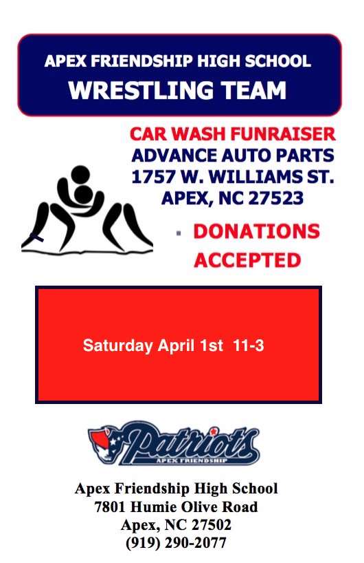 geadnc1's tweet photo. AFHS Wrestling Team Car Wash this Sat April 1st Advanced Auto Parts next to Food Lion on Hwy55  Time to get that pine pollen washed away! https://t.co/haY5AWSZmg