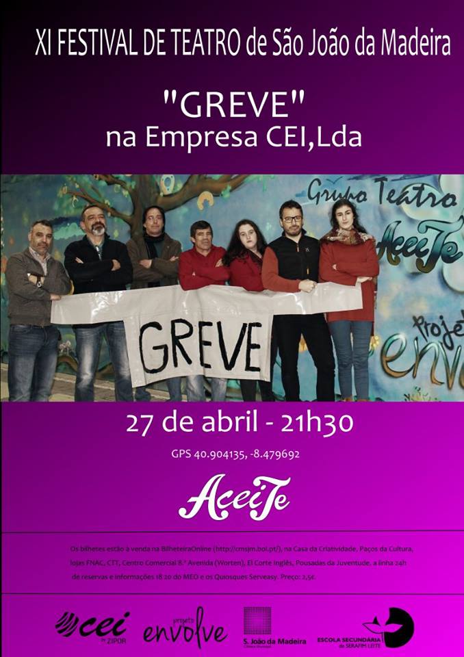 CeiZipor's tweet photo. "GREVE", do Grupo Aceite, no próximo dia 27 de abril, 5a feira, pelas 21h30, na CEI - Companhia de Equipamentos Industriais.
Apareçam!! https://t.co/Aa0HhRaHsm