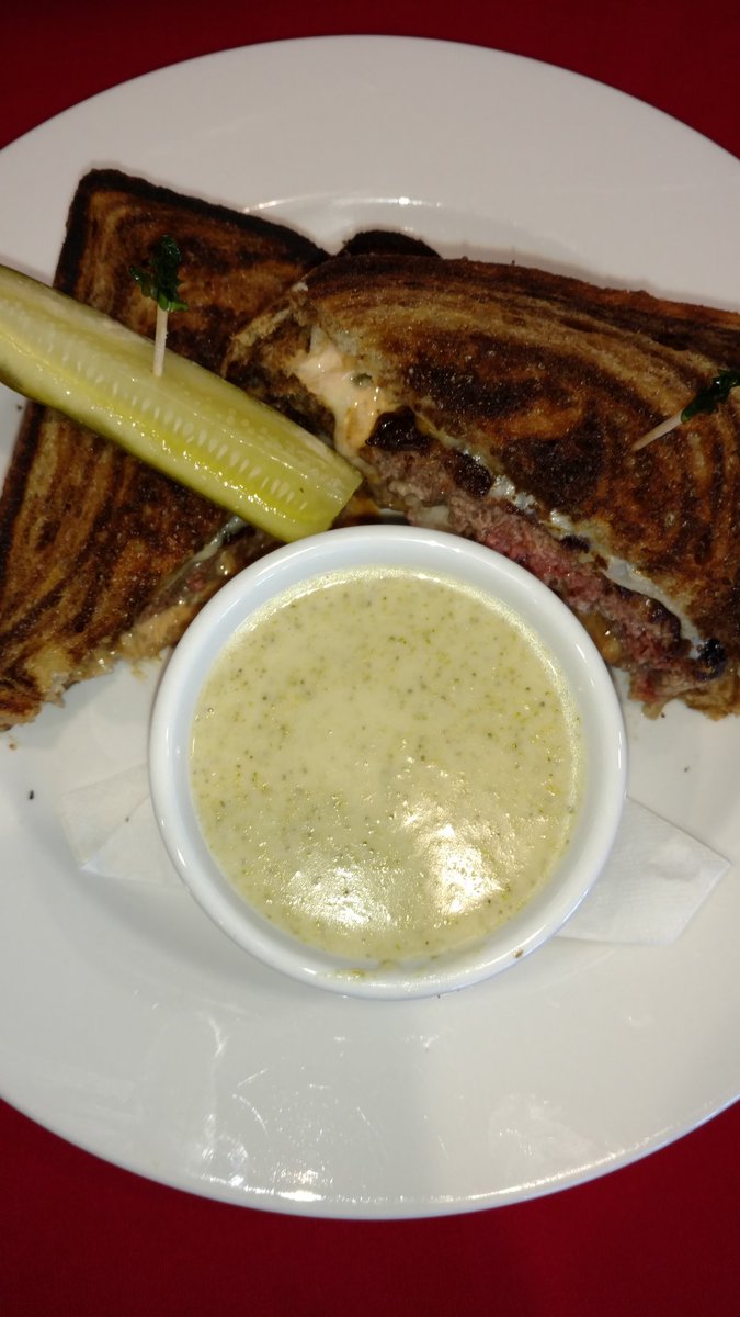kaseysabq's tweet photo. Rueben burger for lunch today! Try it with a cold blueberry lemonade. https://t.co/KOCJS4uLsF