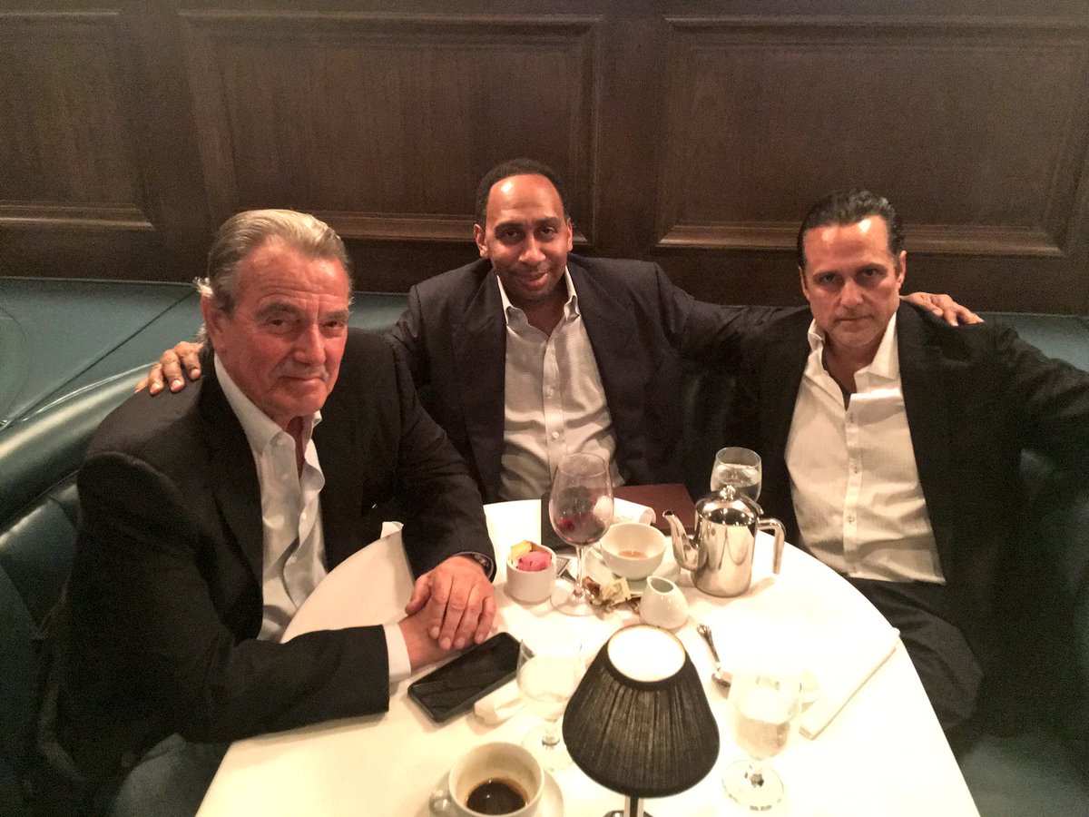 stephenasmith's tweet image. Power dinner with the 2 biggest soap opera icons, @EBraeden &amp;amp; @MauriceBenard.