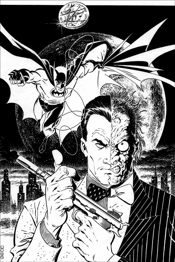 Two-Face & Batman by Mike Zeck @MikeZeck