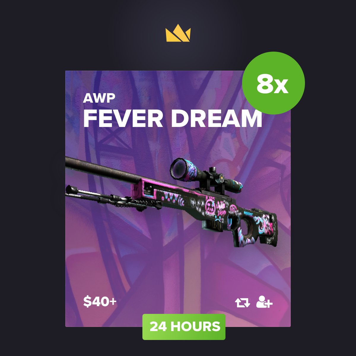mariaaagabi's tweet photo. 🌤️ 8X AWP | FEVER DREAM GIVEAWAY

* RT &amp; Follow
* GO: https://t.co/zzeNx1AVbD 

8 Winners picked in 24 Hours! by #jympool via @c0nvey https://t.co/N8cjcGMIL6