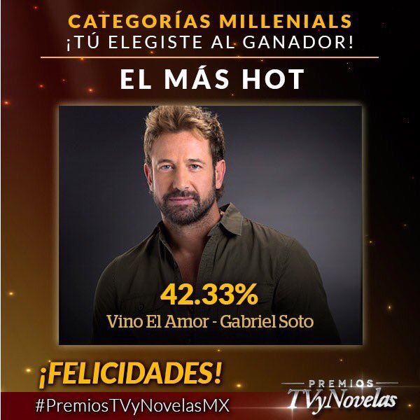 mundonoveleromx's tweet photo. Ganador de #MasHot con 42.33% Fue @gabrielsotoMEX
#VinoElAmor
Felicidades 👏🏻🎉 @VinoElAmor
#PremiosTVyNovelasMX
#EncuestasNovelasYMas https://t.co/GwancbtOOf