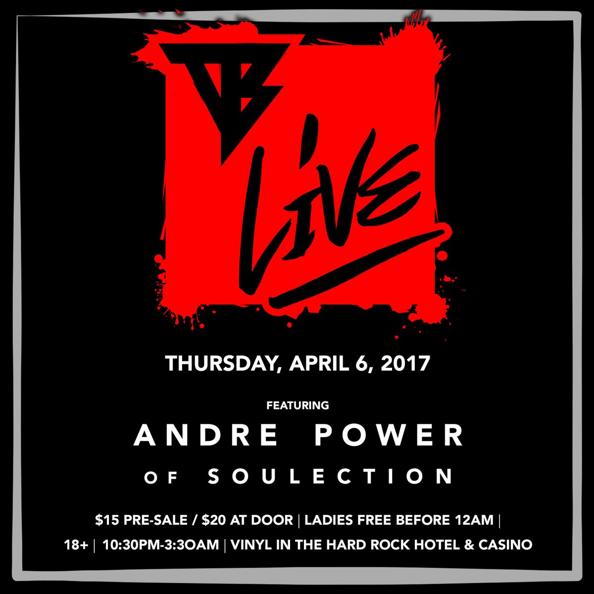 tuesdayblend's tweet photo. *04.06.17* We have @andrepower from @Soulection set to headline the next TB Live! #TBLive #AndrePower #Soulection #HardrockHotel #VinylVegas https://t.co/MbSHB8WNiB
