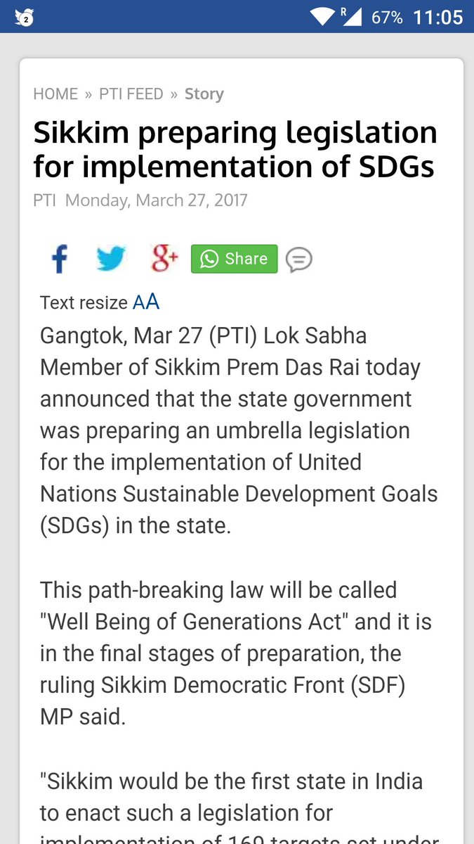 'Sikkim to enact law to implement SDGs' @PremDasRai m.indiatoday.in/story/sikkim-p… @mustafaclimate @pnvcms @IndiaDST @Researchouse @anandannu