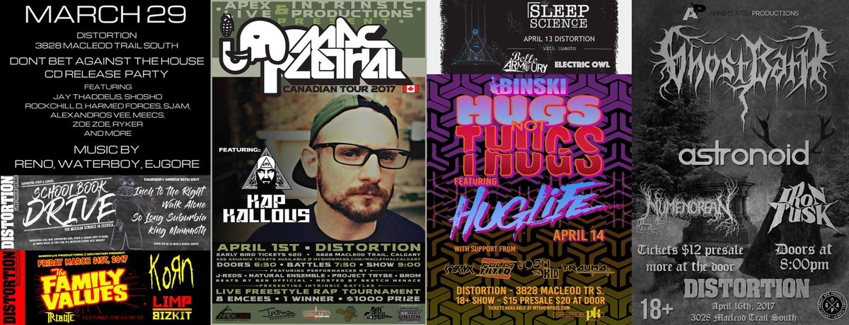 distortionyyc's tweet photo. What's coming up at #DistortionYYC! #rock #altrock #indierock #groove #metal #dnb #dubstep #hiphop #emcee #rap #yycmusic #yyclivemusic #yyc https://t.co/YkLRYQ736g