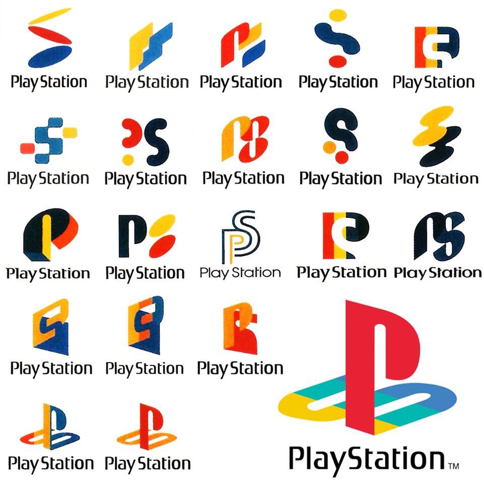 liamwong's tweet image. Early PlayStation logo concepts by Manabu Sakamoto.
