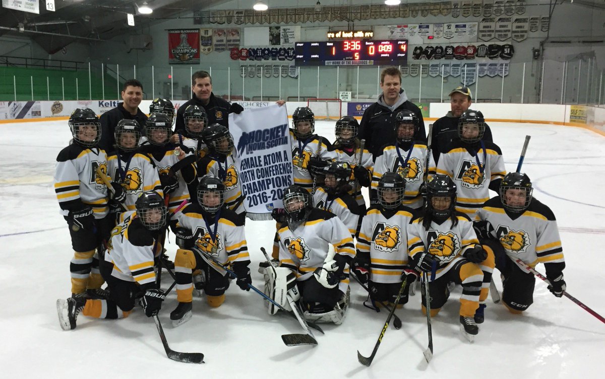 Congrats to the Antigonish Bulldogs who have punched their ticket to the #RBCDoC by winning the North Conference Female Atom A banner!