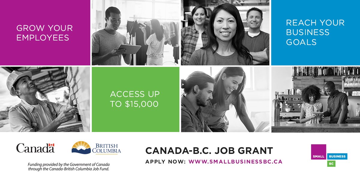 Have you heard about the Canada-B.C. Job Grant? You can receive 2/3 of the funding for employee training! Learn more:smallbusinessbc.ca/canada-bc-job-…