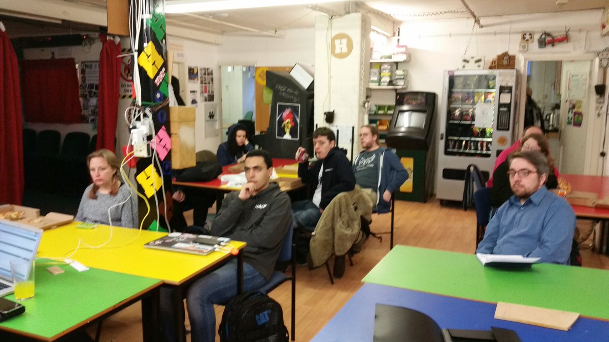 IdeasInPlay's tweet image. Attentive audience at tonight's meetup Narrative in Games #gamedesign #Nottingham @HSNOTTS @Jorgeandmar