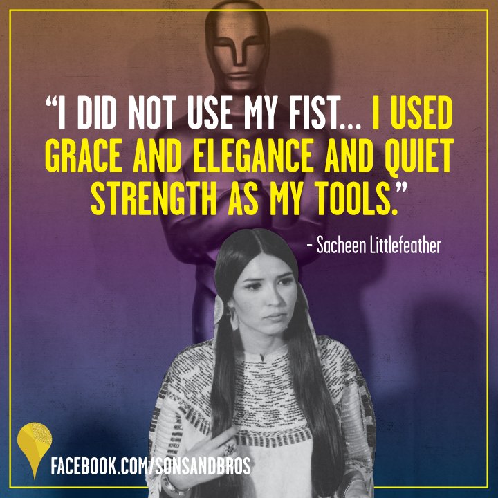 sonsandbros's tweet image. TDIH in 1973, Sacheen Littlefeather presented a speech at the Oscars in protest of the treatment of Indigenous folks by the Hollywood.