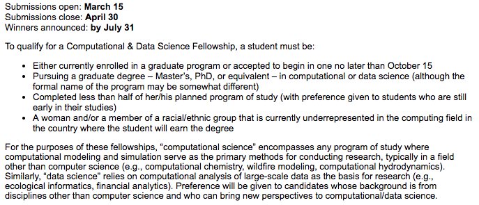deborahhanus's tweet image. $15k/yr fellowship for women &amp;amp; under-represented grad students in #DataScience/#ComputationalSciences. Apply by 4/30 sighpc.org/fellowships