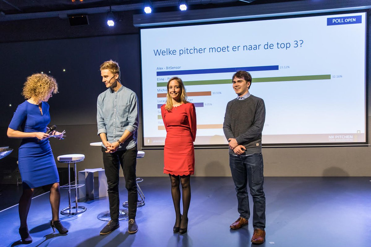 De top 3 is bekend! Gefeliciteerd <a href="/elineleijten/">Eline Leijten</a>, <a href="/AlexDings/">Alex</a> &amp; Ralph de Groot. Veel succes bij de volgende ronde! #NKPitchen