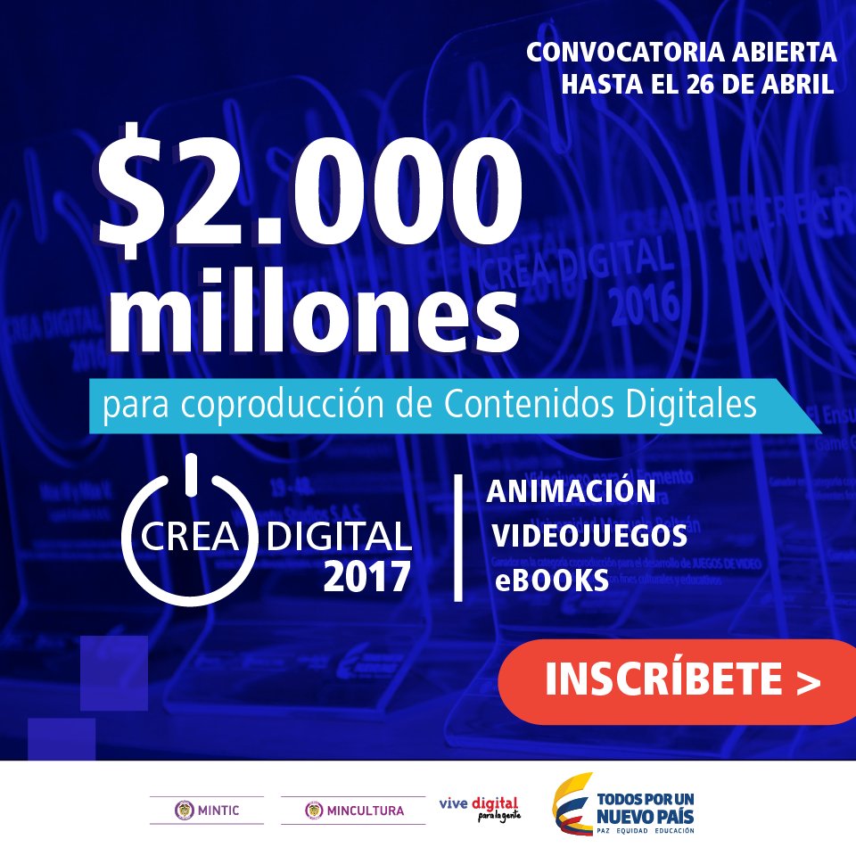 CreaDigitalCo's tweet photo. Desde 2012, generamos oportunidades de emprendimiento con #CreaDigital. Este año es tu turno ¡Participa! https://t.co/zd9hxCvSs0 https://t.co/LLHUDYc1TD