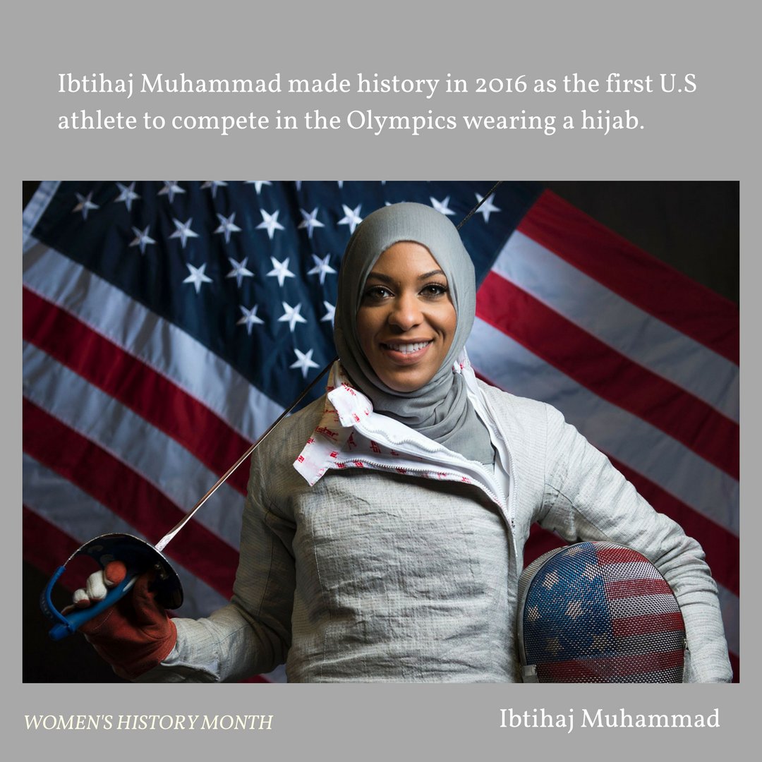weatqu's tweet photo. In honor of #muslimwomensday W.E would like for you to meet Olympic fencer, Ibtihaj Muhammad. https://t.co/FgzCXqPV5j