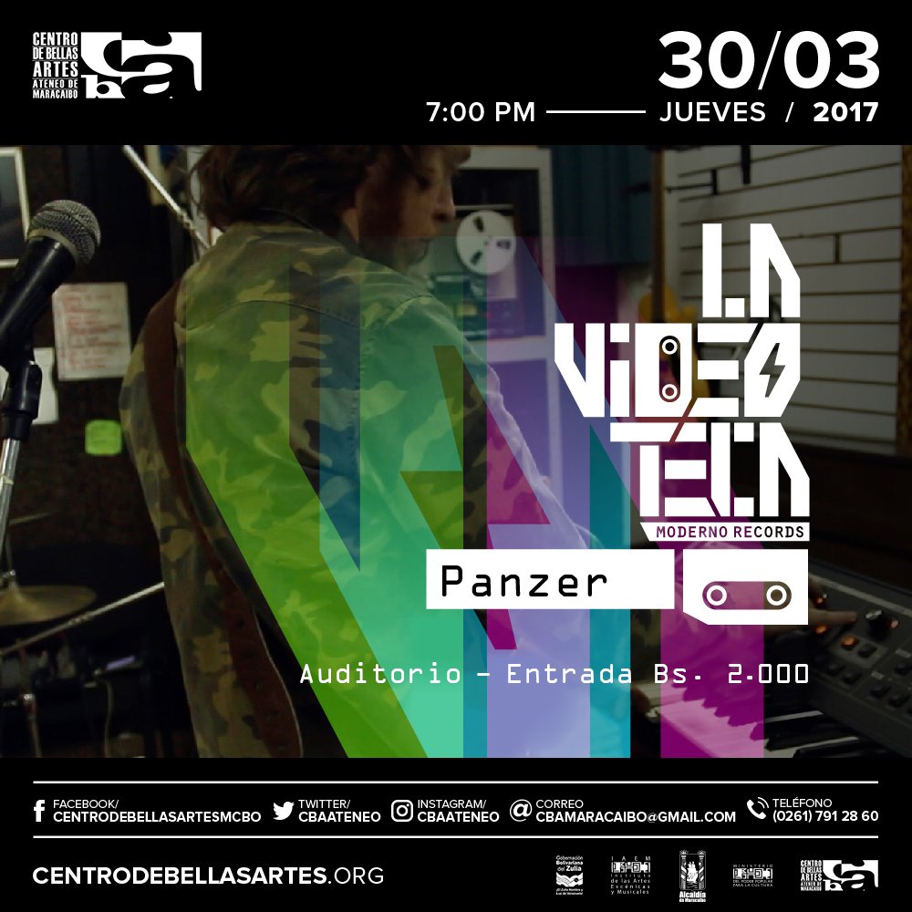 El estreno "La Videoteca" será en el CBA junto a la banda <a href="/panzer_ve/">Panzer</a> #Sesiones2017 | Entrada Bs. 2.000 | 30.03 | Auditorio