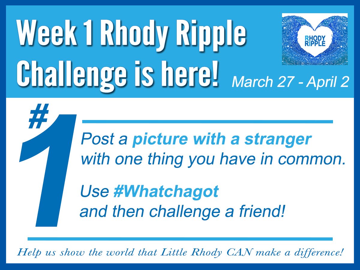 RhodyRipple's tweet photo. Post a pic with a stranger with 1 thing you have in common, then tag a friend &amp; challenge them to do it.  #Whatchagot #RhodyRipple #WeAreP2P https://t.co/GrnHU6JTYz