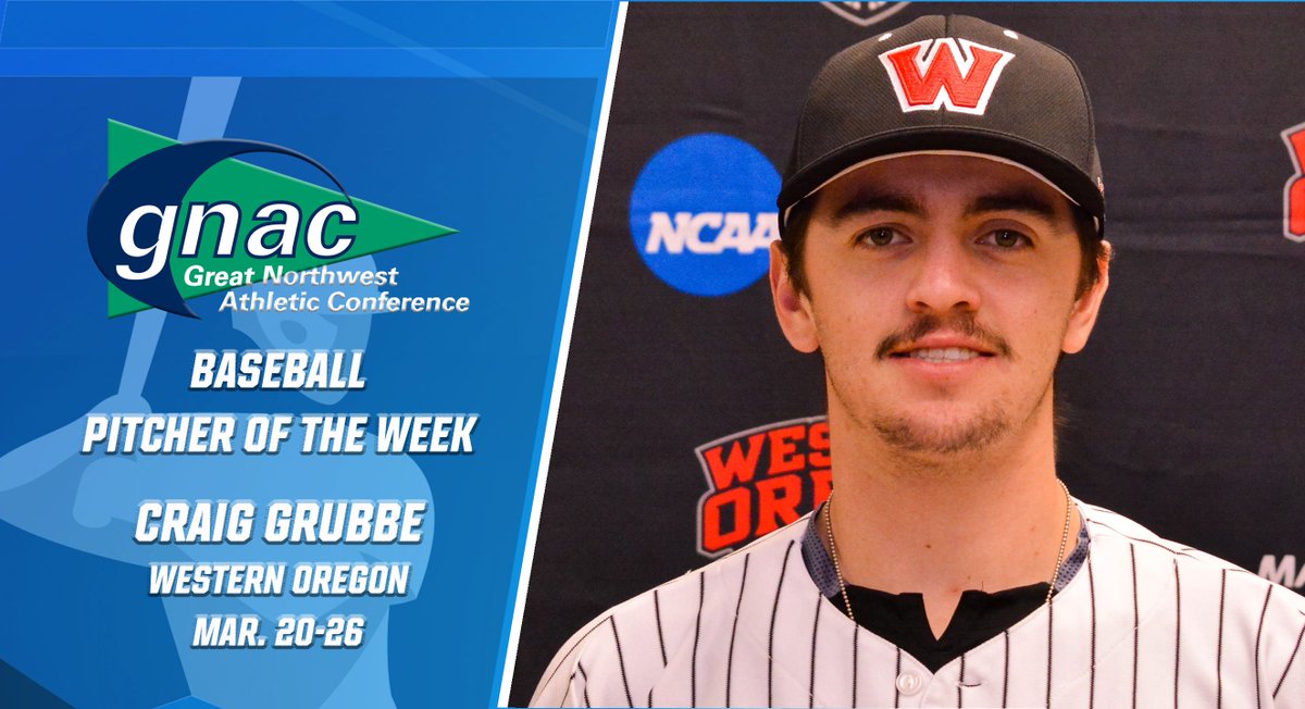 GNACsports's tweet photo. Congrats to Craig Grubbe of @WOUWolves, the #GNACBaseball Pitcher of the Week! https://t.co/qTce5ooOgP https://t.co/o4jY8liO3y