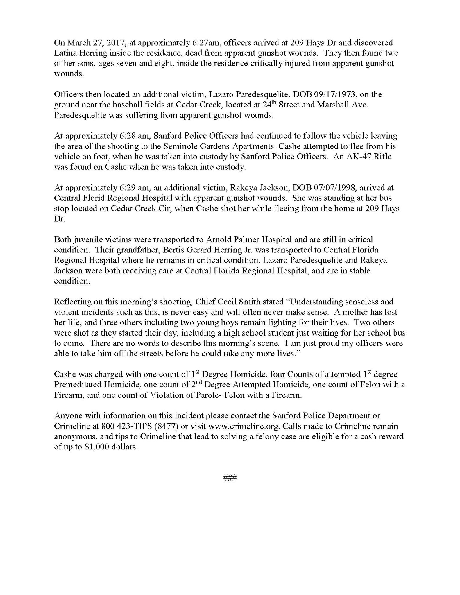 Sanford Police On Twitter Breaking Media Release 3 27 2017
