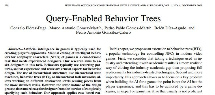 Graham_Kendall's tweet image. buff.ly/2nJh1SU #Behaviortrees  #CBR #first-personshooter  #NPCs #CI #AI #Games
