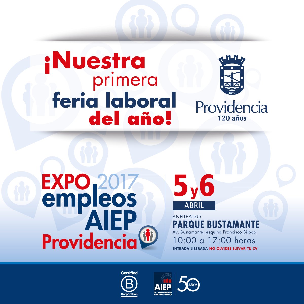 AIEP's tweet photo. ¡#ExpoEmpleosAIEP vuelve a Providencia! 90 empresas participantes ofrecerán 3.200 vacantes de empleo. Inscríbete 👉 https://t.co/NlJTVdQWcD😁 https://t.co/wvAzIkJeIH