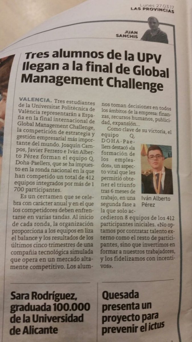 GMC_Spain's tweet photo. .@lasprovincias habla sobre nuestros representantes en la Final Internacional de Doha aquí
¡Gracias por haceros eco! https://t.co/EB8hS2simR