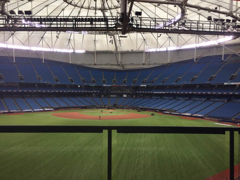 Sneak peek at the new turf prepping for OPENING DAY @ the TROP!
#PositionToWin #DewayneStaats #Rays2017 #Baseball #OpeningDay #RayUp