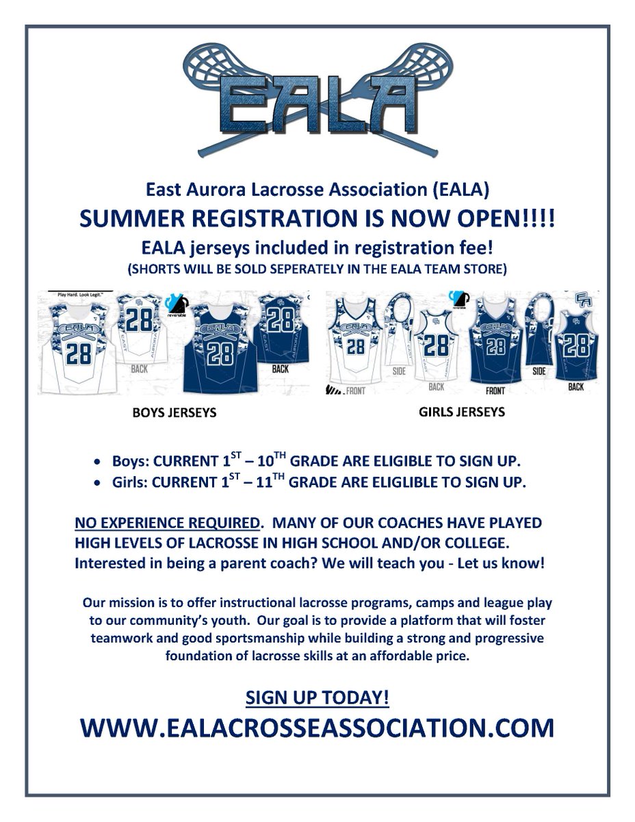 ea_lacrosse's tweet photo. EALA Summer #Lacrosse Leagues now registering! Discount thru 3/31: https://t.co/wUMRONxg1r #laxseason #buffalo https://t.co/OcpiLguRbF
