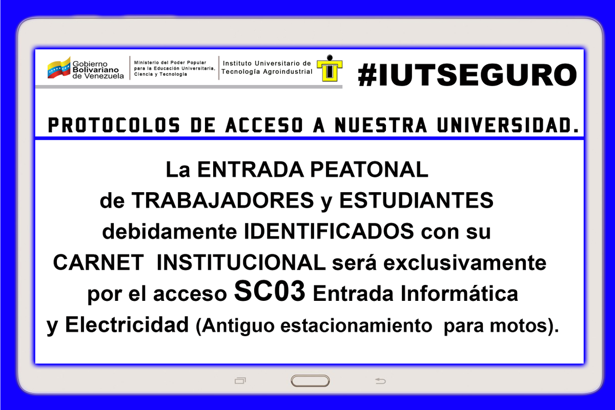 UPTAI_Tachira's tweet photo. #SomosIUT #IUTseguro #DelcyAAlmagroDaleDuro #VielmaMoraConstruye https://t.co/r8KoczCvxi