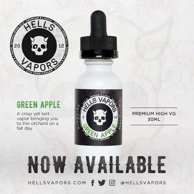 HellsVapors's tweet photo. Green Apple is here to freshen up your flavor selection! #hellsvapors #greenapple #highvg #vapers #newflavoralert #staycloudy #vapeshop https://t.co/Zgx4HOzJ3n
