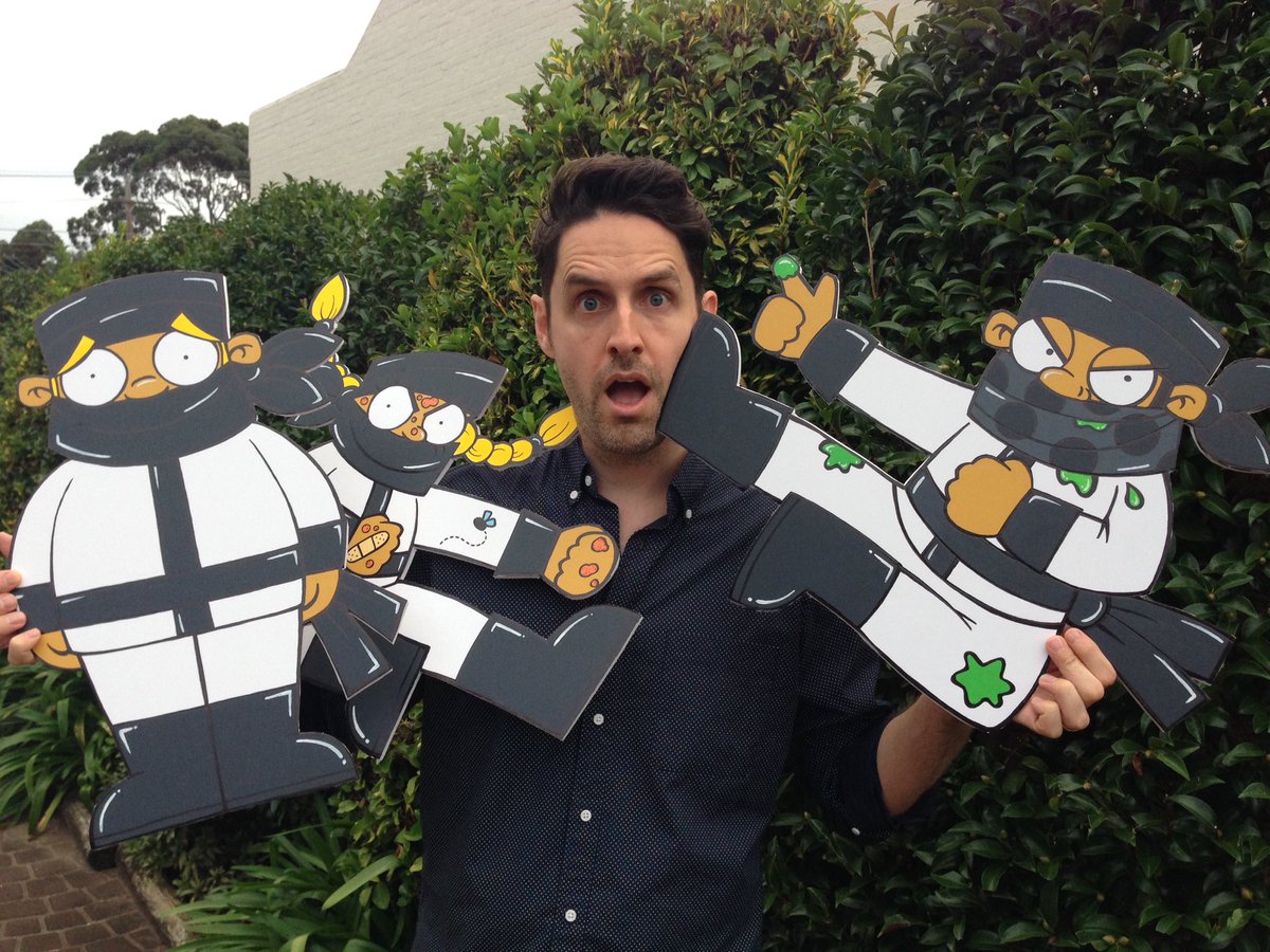 MrMattCosgrove's tweet photo. Heading to the @TheCBCA short list announcement today with a few friends! Come say hi at the Scholastic stand! #ninjas #cbca2017 #books https://t.co/lJIw1xE8xv