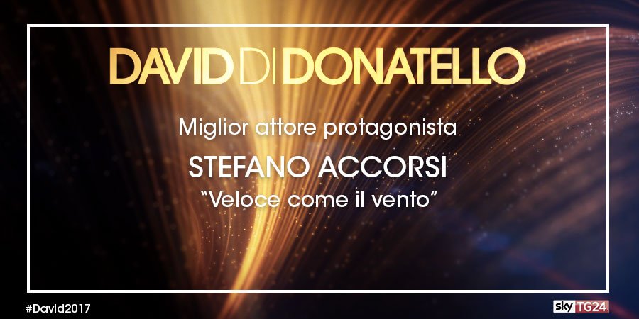 SkyTG24's tweet image. Il premio Miglior attore protagonista va a #StefanoAccorsi per &quot;Veloce come il vento&quot;. #David2017