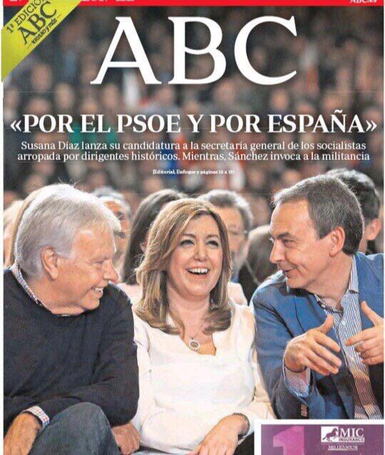 moedetriana's tweet photo. ¿Os imagináis que ABC apoya en una de sus portadas a una verdadera candidata de izquierdas? Yo tampoco. https://t.co/z9omdeSumz