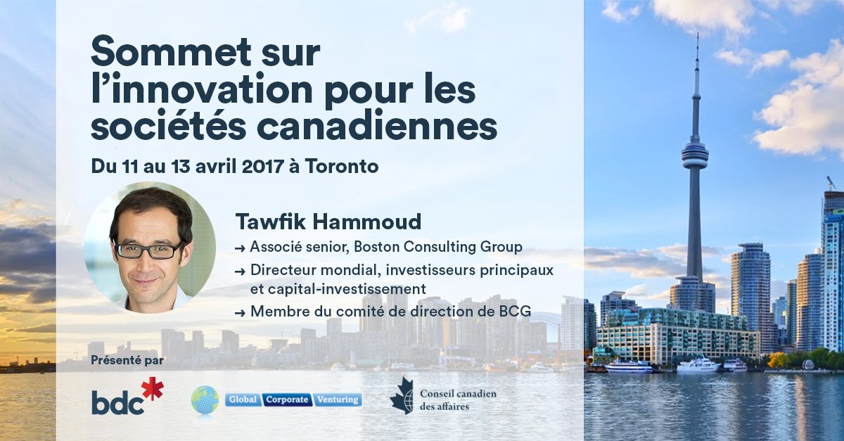 BDC_Capital's tweet photo. Joignez-vous à Tawfik Hammoud de @BCG pour une revue des stratégies d'innovation d'entreprise au #SommetISC17►Action►https://t.co/hAAKKQ6v3W https://t.co/M9xgbI62as