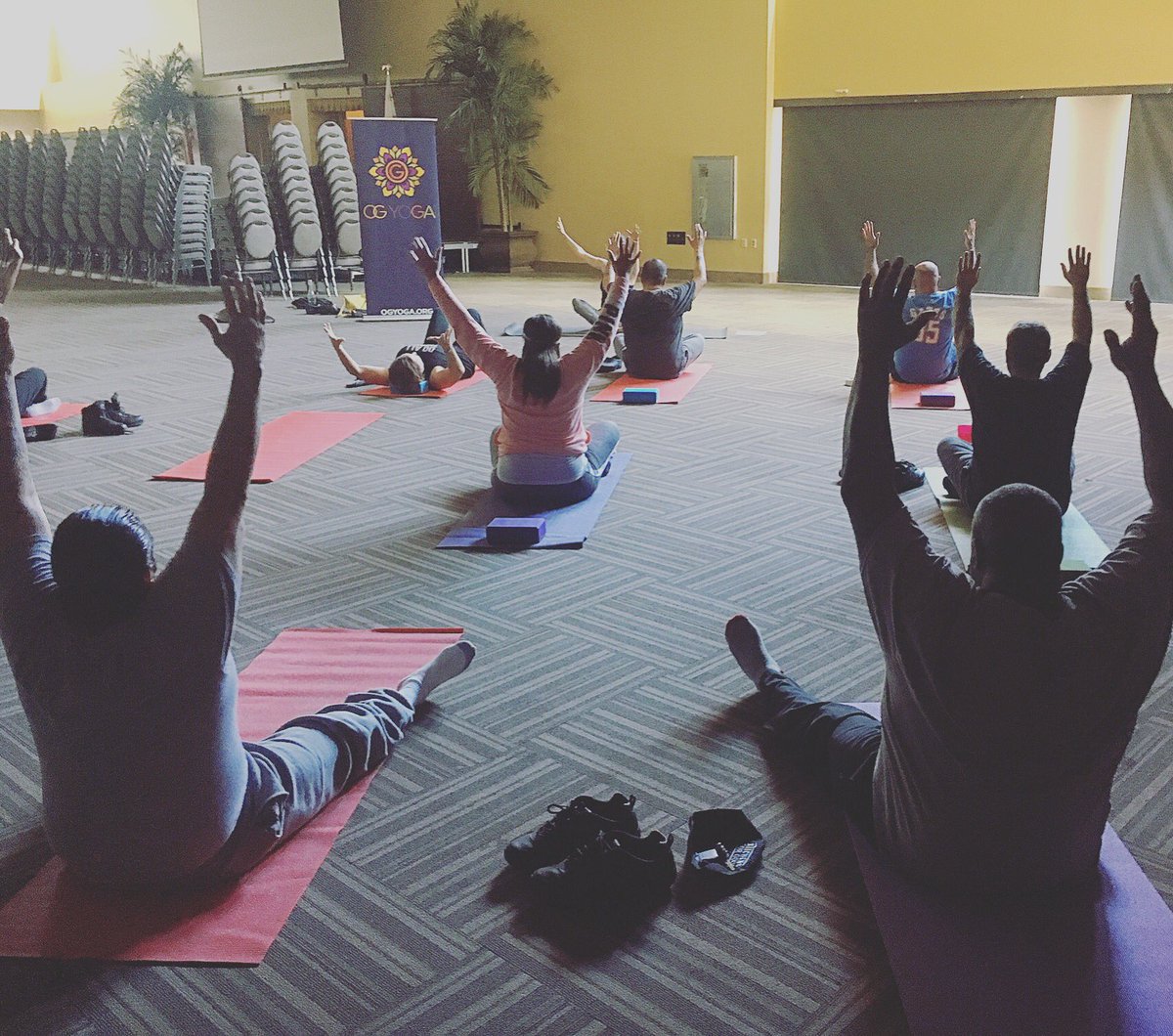 KitchensForGood's tweet photo. #OGyoga in the house teaching our students #yoga. ✨ Success doesn’t just come with a job. #Success is in the mind, body, and wallet! #Om 🙏🏽 https://t.co/Gg2GvwNAJu