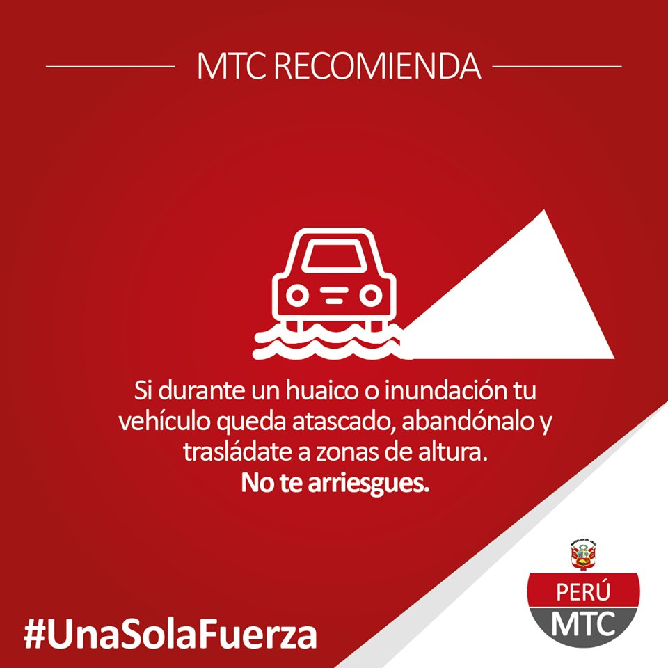 MTC_GobPeru's tweet photo. Estamos en una situación de emergencia. Toma todas las medidas de precaución y no arriesgues tu vida. #UnaSolaFuerza https://t.co/XUEjBBCF8f