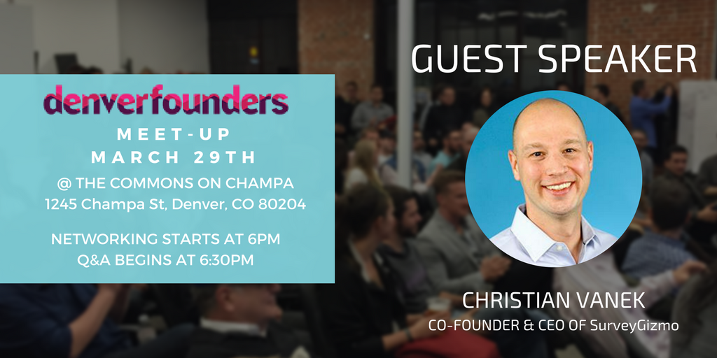 This month's meet up will feature Christian Vanek Co-Founder &amp; CEO of <a href="/SurveyGizmo/">Demo</a>. RSVP: meetup.com/Denver-Founder… #denverfounders #Denver