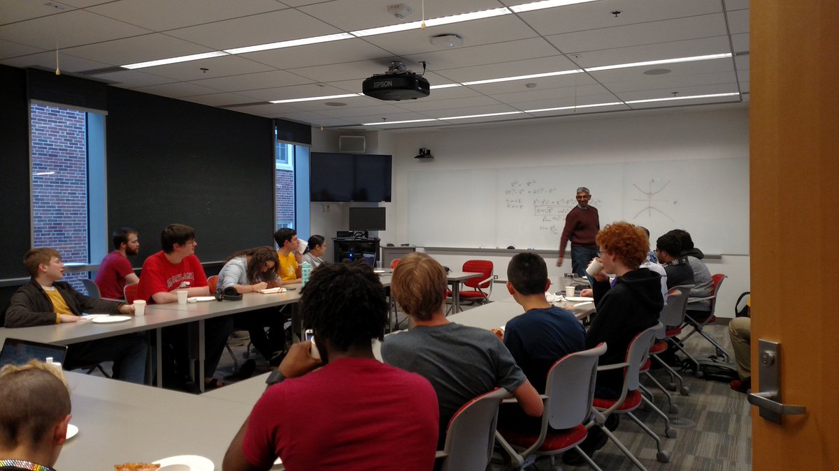 UMD_SPS's tweet photo. Dr. Sundrum is giving a great talk on the "magical intersection between quantum mechanics and relativity". It all started w/ E=±c√(p²+(mc)²) https://t.co/x76JtcxkFz
