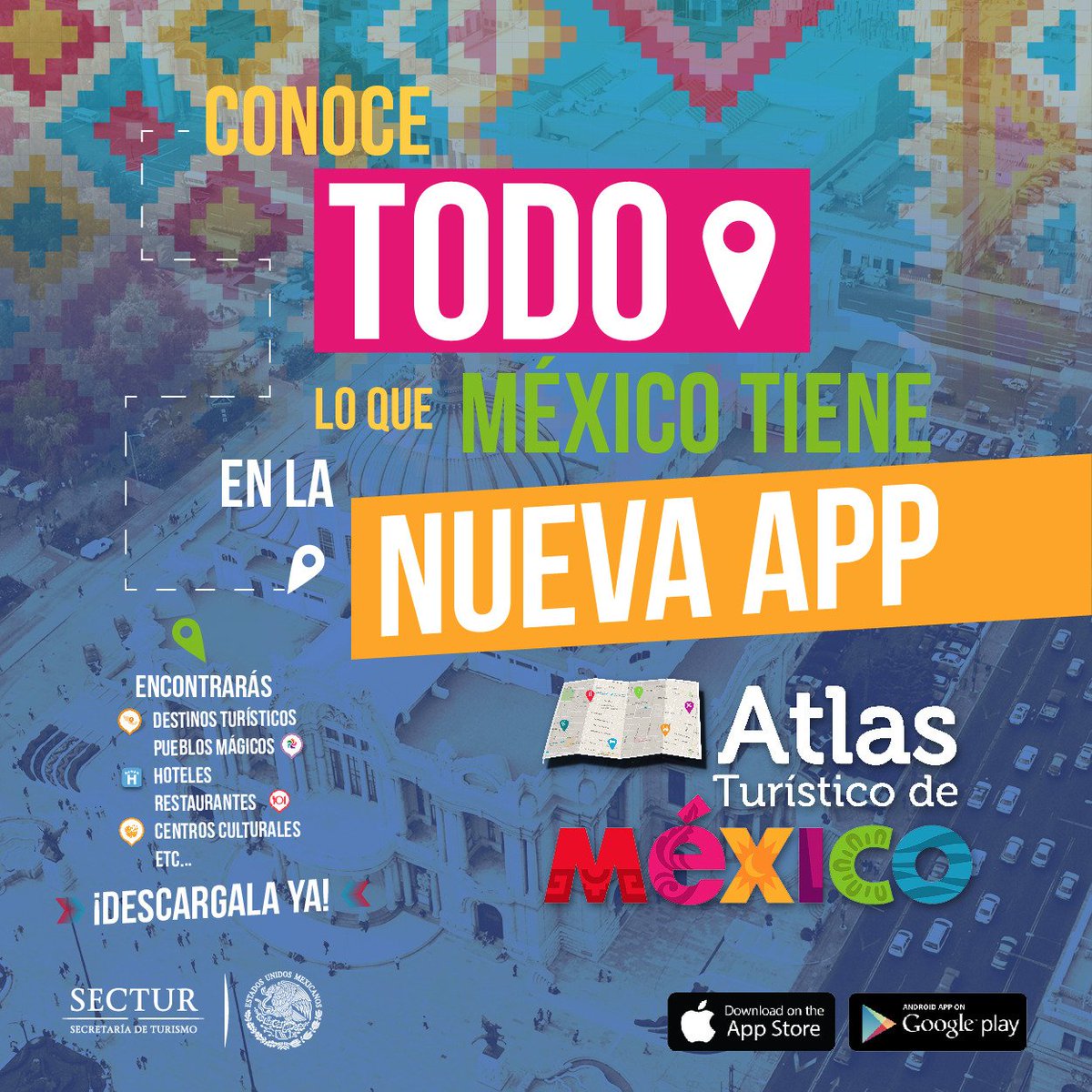 SECTUR_mx's tweet photo. Conoce detalles de tu viaje y documentación a través de la app #AtlasMX
📱iOS - https://t.co/g8lGQFmXAV
📲 Android - https://t.co/QEfikI7jQZ https://t.co/IbEsbi2oix