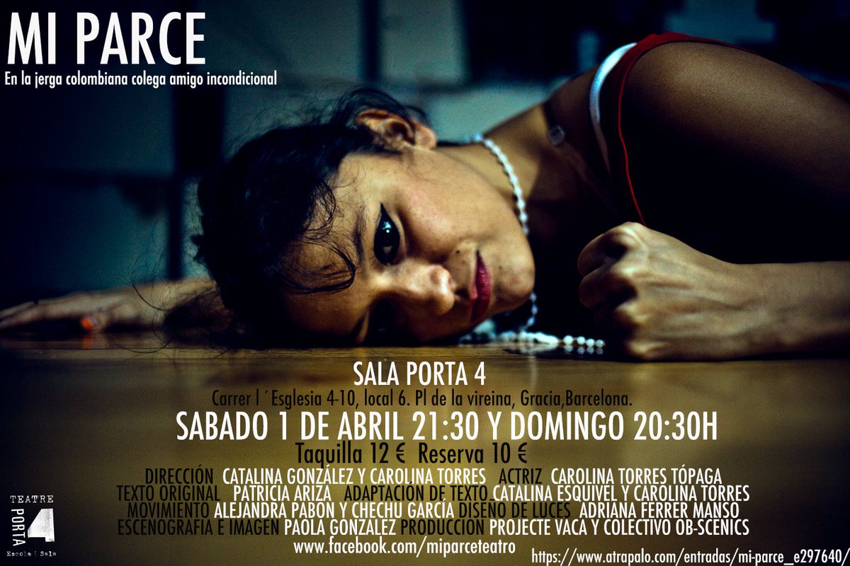 topagarts's tweet photo. #miparce #Barcelona #Teatro viernes 1abril sábado 2 de abril @porta4teatro #DiaMundialDelTeatro https://t.co/9lsq1usRum