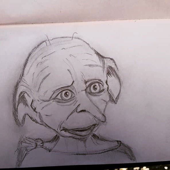 missingpiececr's tweet image. Quick sketch of the lovable Dobby &amp;lt;3 @jk_rowling who should I attempt next, Dumbledore  or He who should not be named?