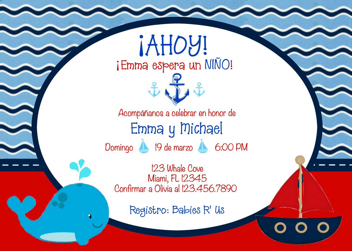 ElitePartyBtque's tweet photo. ¡Ahoy, esperan un niño! Spanish baby shower invite! 🐳🍼 https://t.co/CLbLh8aMmJ #elitepartyboutique #spanishpartyinvites #whalebabyshower https://t.co/G2RgympHGr